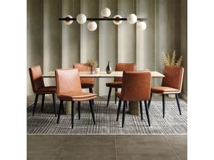 Lot de 6 chaises de salle à manger à dossier ergonomique - pieds en métal, revêtement pu marron