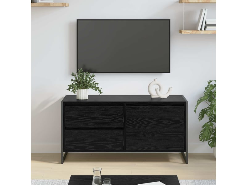  Meuble tv - banc tv - meuble de rangement 100 x 36 x 49.5 cm chêne noir bois d'ingénierie  - Conforama B