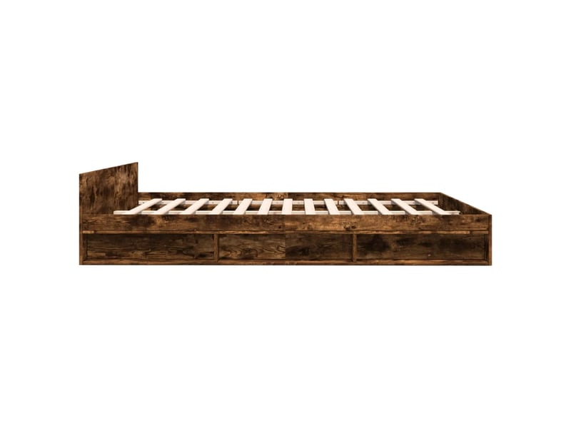  Lit double- lit adulte -  cadre de lit avec tiroirs sans matelas chêne fumé 200x200 cm  - Conforama D