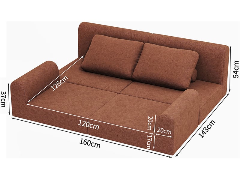 Canapé-lit pliable avec dossier multifonctionnel en mousse à mémoire de forme, tapis de sol portable, marron  - Conforama D