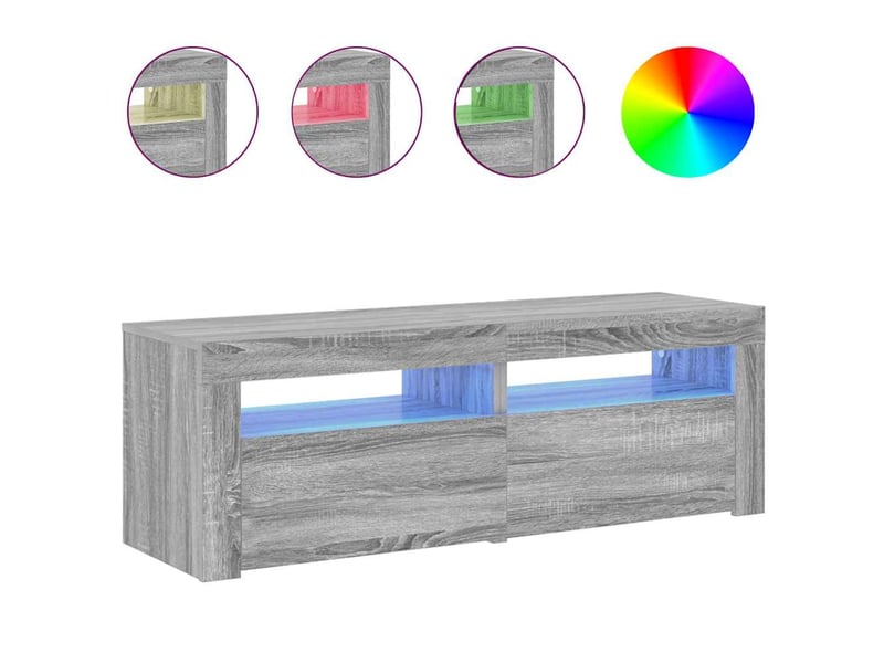  Meuble tv - banc tv - meuble de rangement avec lumières led sonoma gris 120x35x40 cm  - Conforama E