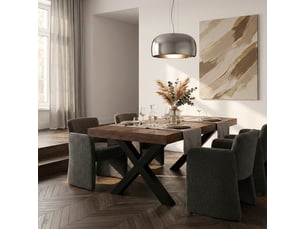 Table à manger extensible 12 places 160260x90 pieds noirs firenze - marron foncé