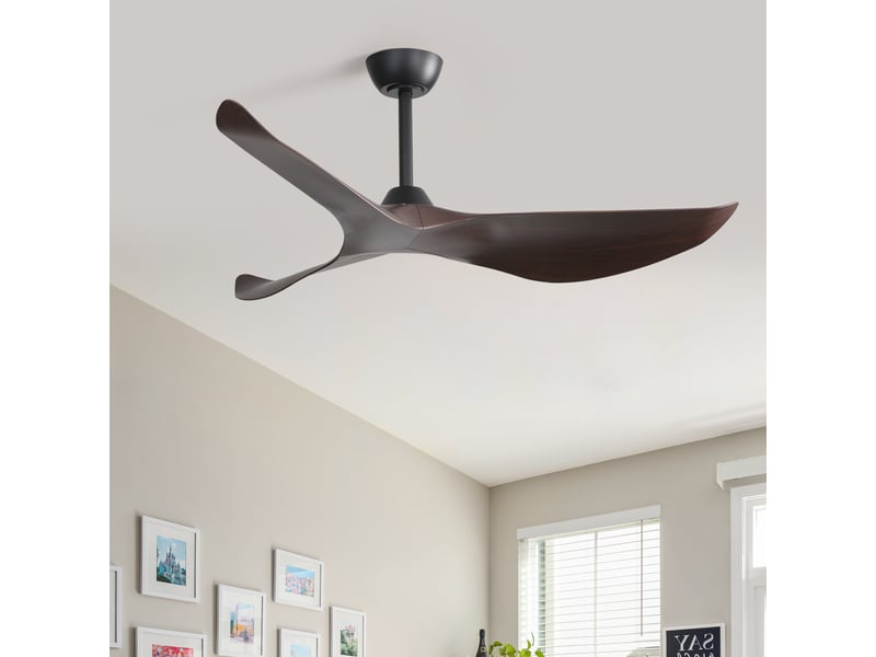  Ventilateur de plafond 96 cm, 3 pales en abs, 6 vitesses réglables, moteur dc éco-silencieux, idéal pour séjour et chambre, abs, noir Bubbly - Conforama C