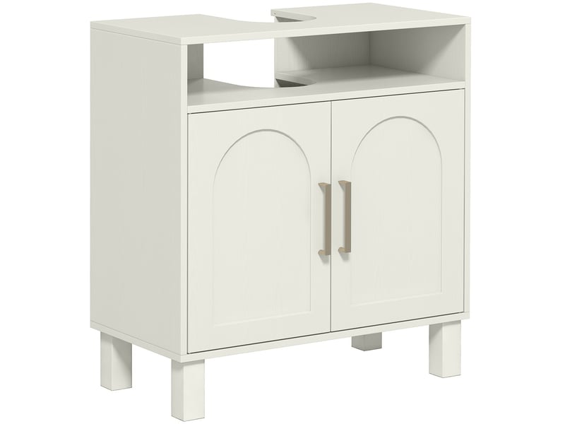  Meuble salle de bain sous lavabo meuble sous lavabo placard 2 portes avec étagère réglable 60 x 30 x 63 cm blanc  - Conforama A