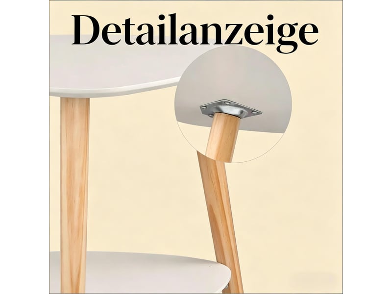 Table de chevet avec 2 étagères de rangement pour chambre en mdf et bois massif 50×40×55 cm blanc  - Conforama D