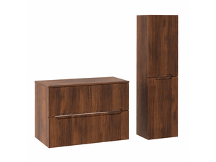 Ensemble meuble sous vasque avec plan et colonne novo l.80 cm effet noyer warmia