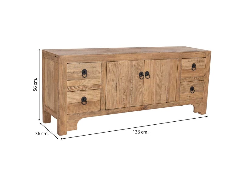  Meuble bas en bois beige 136x36x56 cm h  - Conforama C