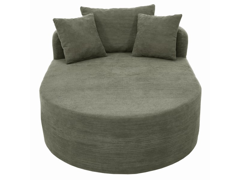  Fauteuil lounge ovale en velours côtelé, assise profonde 122 cm, sans montage  - Conforama A