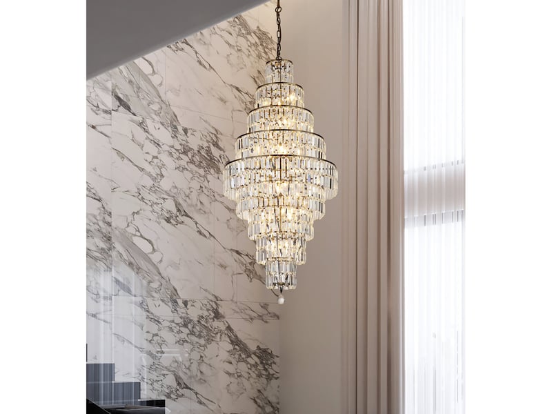  Searchlight empire lustre à 13 lumières, laiton antique, verre transparent, 13 douilles e14  - Conforama B