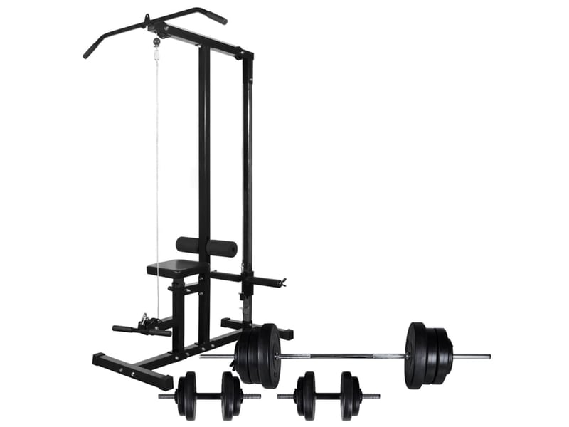  Tour de musculation avec jeu d'haltères et poids 60,5 kg sport fitness noir 02_0000042  - Conforama A