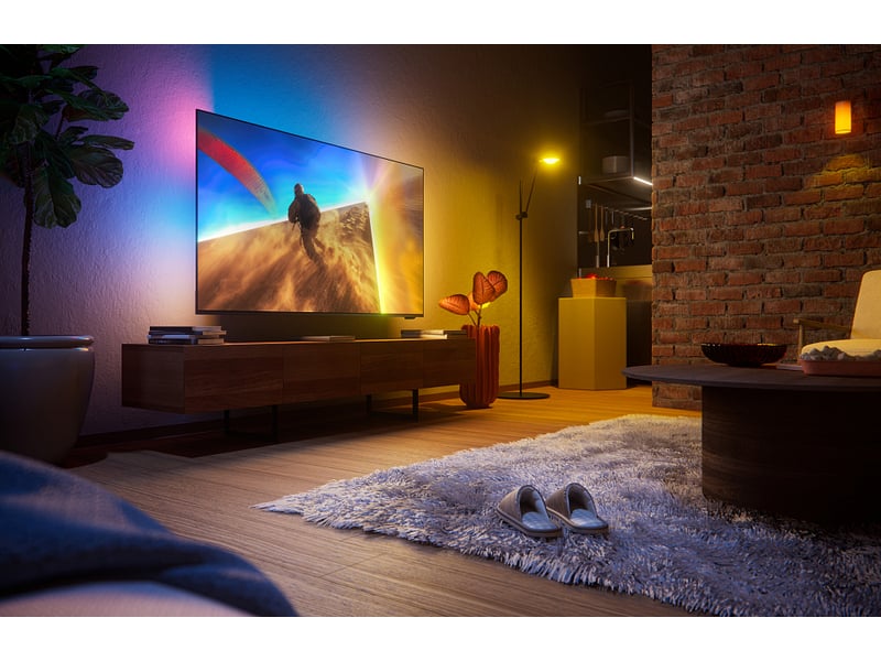  Qled - ambilight 3 - uhd - titan os - processeur p5 pied central  - Conforama D