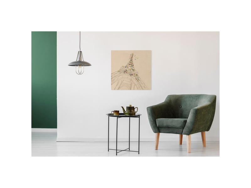  Tableau déco peint trip to paris 80x80cm naturel  - Conforama E