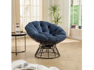 Chaise papasan pivotante 92x67 cm structure métal bleu marine