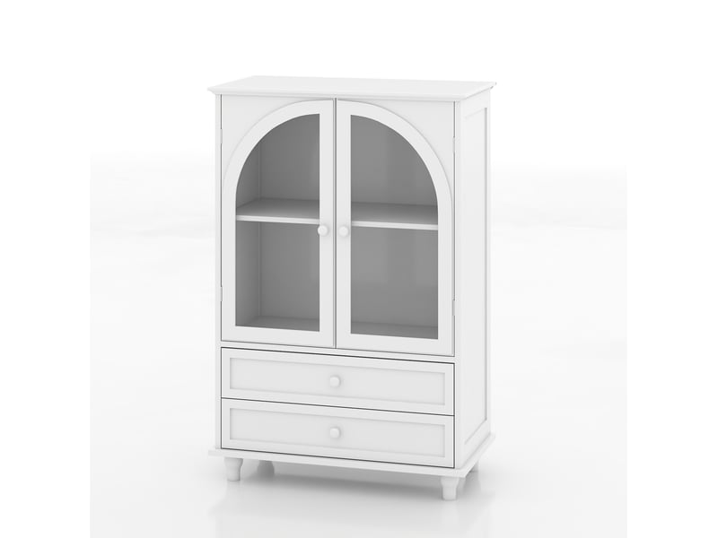 Buffet de rangement 2 portes vitrées et 2 tiroirs 71x38x106,5 cm blanc - Conforama E