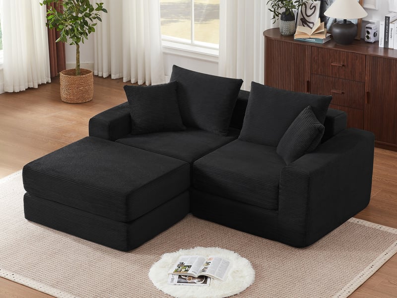  Canapé modulaire 3 places, sans structure rigide, antidérapant, confortable – noir, 295.5x 96 x 80cm  - Conforama B
