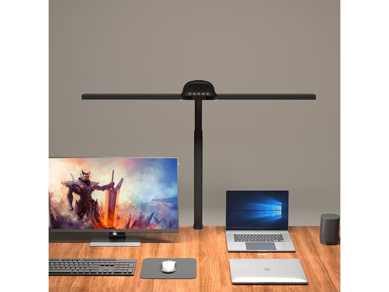 Lampe de bureau double tête avec pince horloge alarme rappel de position assise prolongée avec télécommande - Conforama D