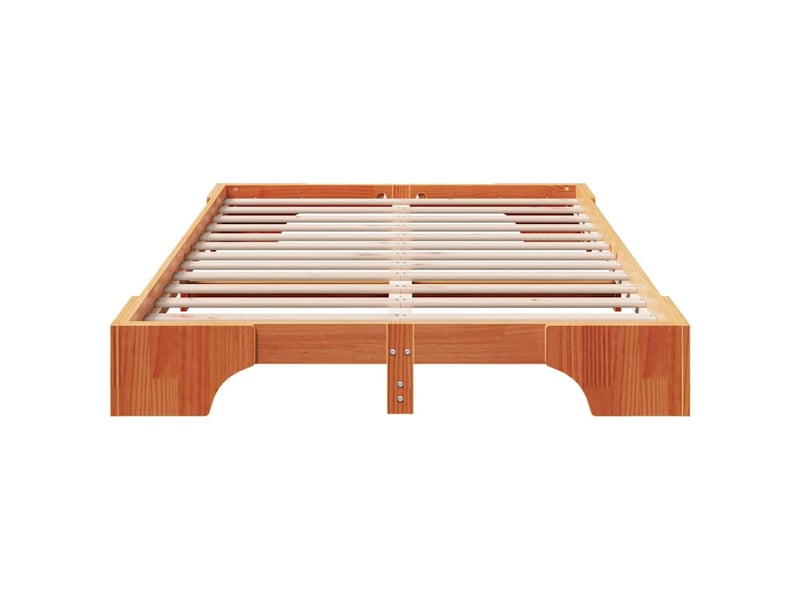 Lit double- lit adulte - cadre de lit brun 135 x 190 cm pin massif - Conforama D