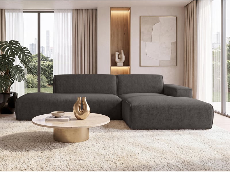 Canapé d'angle moderne didim duo, 288 cm, couleur graphite, revętement en velours d Didim Duo - Conforama C
