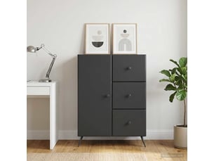 Buffet - bahut - meuble de rangement noir 66 x 34,5 x 90 cm bois d'ingénierie