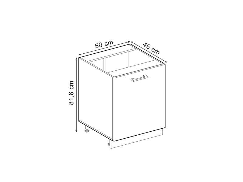  Vicco meuble bas de cuisine, noir haute brillanceblanc, 50cm plan de travail anthracite  - Conforama B