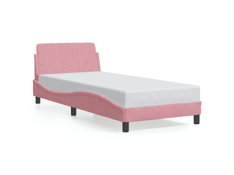  Lit simple- lit adulte -  cadre de lit avec tête de lit dover rose 80x200 cm velours  - Conforama A