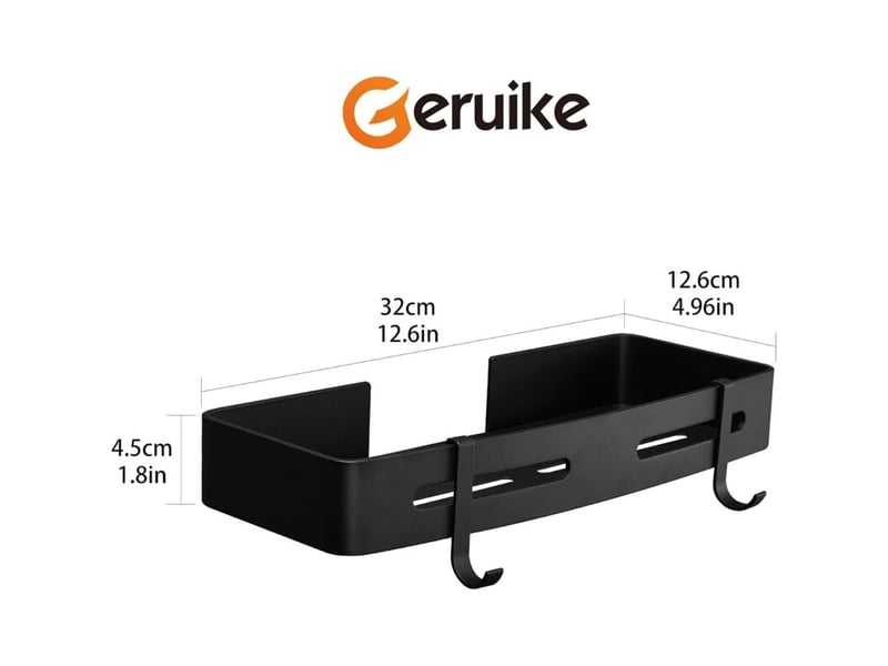  Geruike étagère douche angle 2 niveaux noir auto-adhésive, rangement antirouille pour sdb  - Conforama D