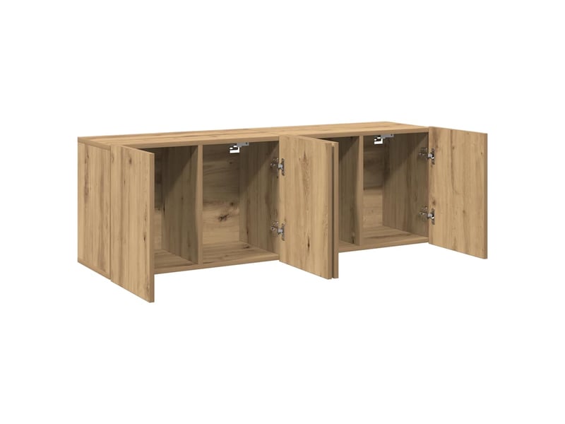  Lot de 2 meuble tv mural, meuble tv suspendu chêne artisanal 80x30x41 cm  - Conforama D