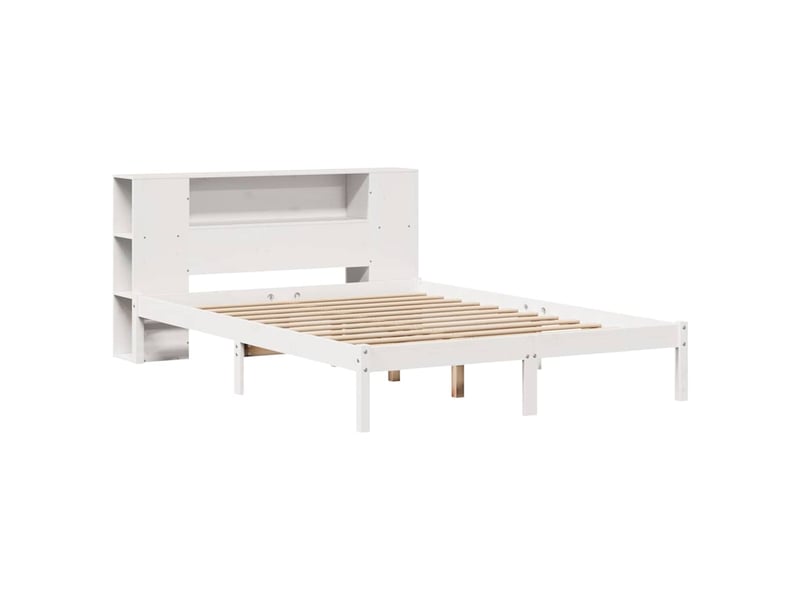  Lit double- lit adulte -  lit bibliothèque sans matelas blanc 135x190 cm bois pin massif  - Conforama B