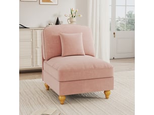 Canapé de salon, canapé chenille; en chenille, rose, avec accoudoirs