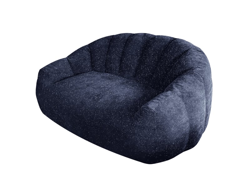  Fauteuil pouf patte d’ours 140x98x61 cm avec accoudoirs bleu  - Conforama A