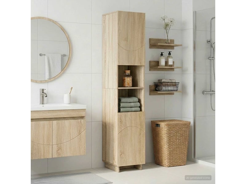  Meuble de rangement salle de bain chêne sonoma 36.5x38x180 cm  - Conforama B