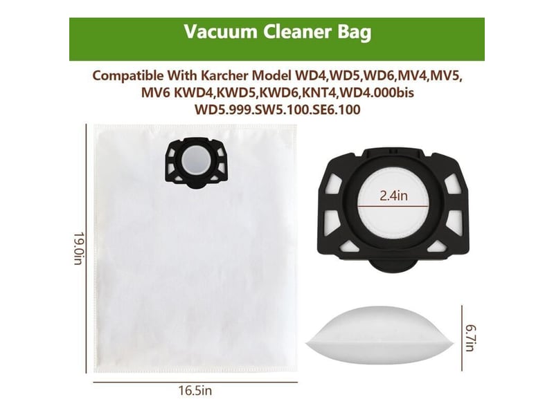  Lot de 10 sacs de filtre sacs d'aspirateur pour kärcher 2.863-006.0 kfi 487 sacs aspirateur pour kärcher wd4 wd5 wd6 wd5p wd6p mv4 mv5 mv6  - Conforama D