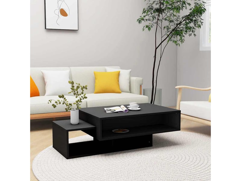  Table basse rectangulaire | table de salon noir 105x55x32 cm bois d’ingénierie  - Conforama B