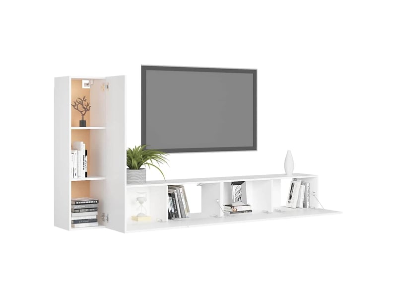 Ensemble de meubles tv - banc tv - meuble de rangement 3 pcs blanc bois d'ingénierie  - Conforama C