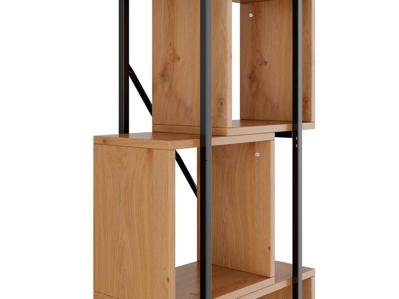  Étagère bibliothèque 4 compartiments en mdf et métal marron et noir 59x30x180 cm N880P427187O - Conforama E