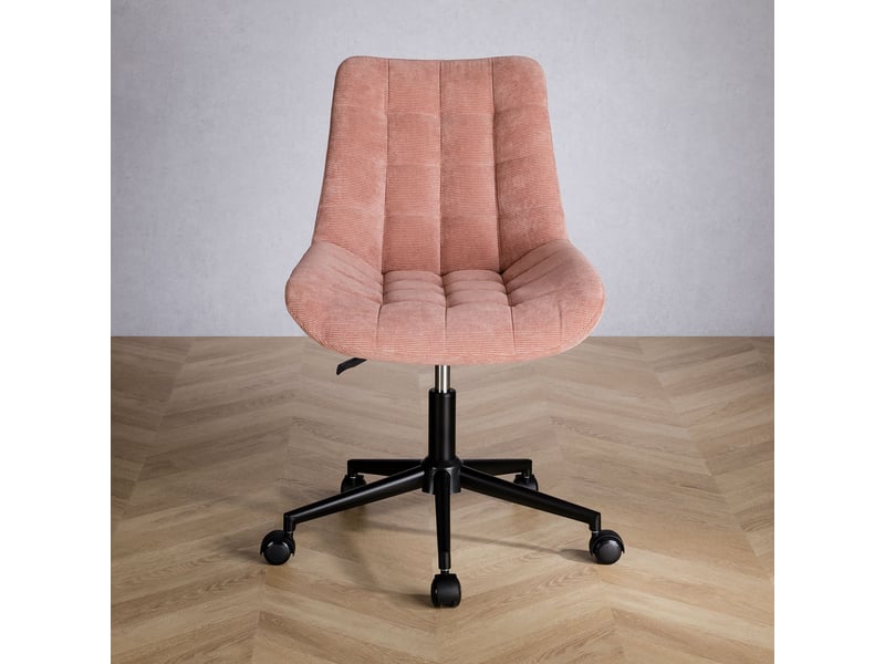 Chaise de bureau vasilo en velours côtelé - rose - Conforama C