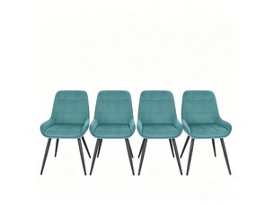 Chaises de salle à manger lot de 4 52.5×43×81.5cm dossier arrondi cadre acierlique turquoise