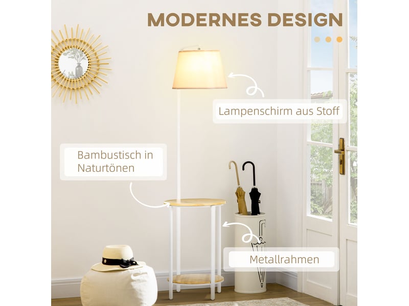  Lampadaire 43x39,5x162 cm avec 2 tablettes métal blanc  - Conforama E