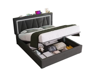 Lit coffre 160x200 cm coloris gris