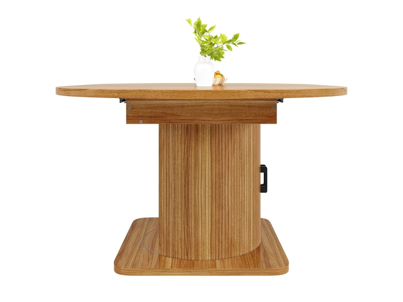 Table de salle à manger extensible,118-158x118x76 cm,avec rangement,mdf,marron foncé - Conforama D