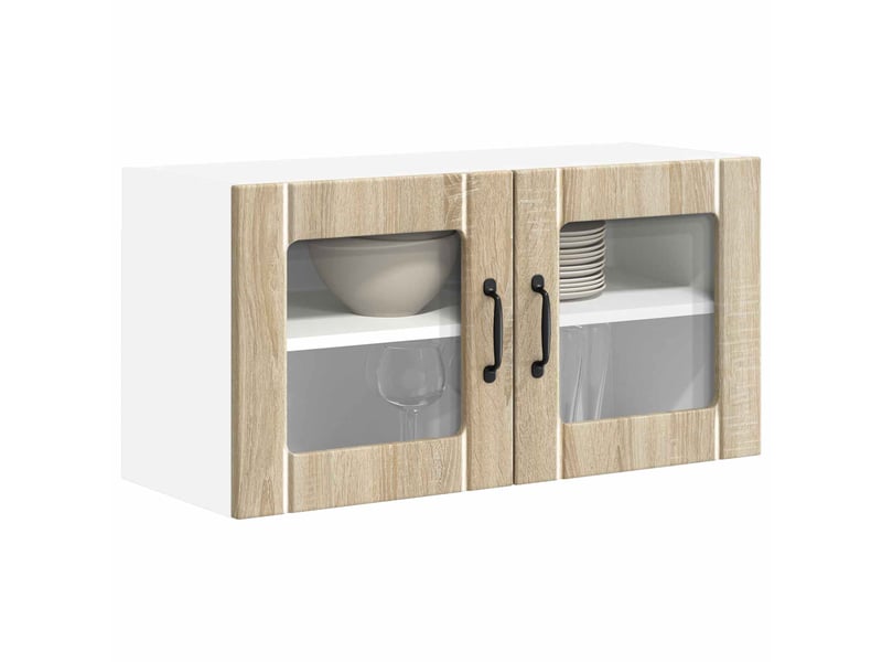  Meuble mural de cuisine, cabinet en verre mural chêne sonoma 80x31x40cm  - Conforama C