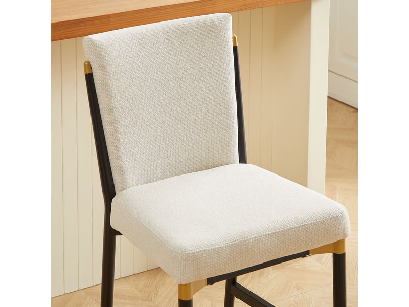  Lot de 2 tabourets de bar en tissu beige avec repose-pieds W3349P383476 - Conforama E