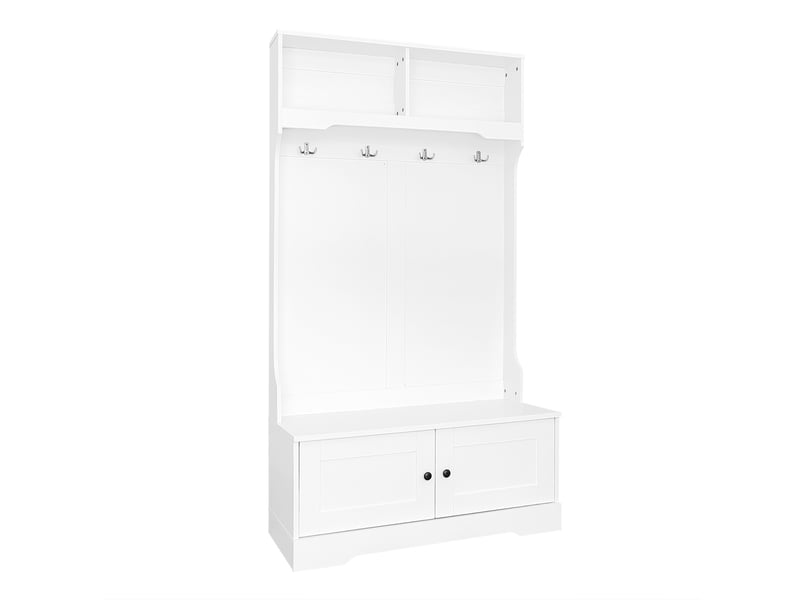  Vestiaire d'entrée avec banc 4 crochets et 2 portes blanc 101.5x183 cm 530373374AAW - Conforama B