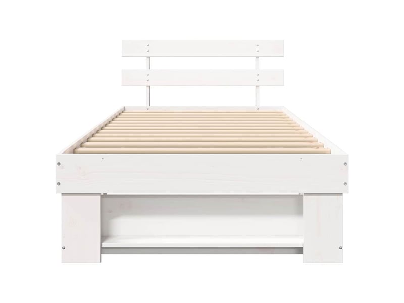 Lit simple- lit adulte - cadre de lit avec tête de lit blanc 100 x 200 cm pin massif - Conforama D