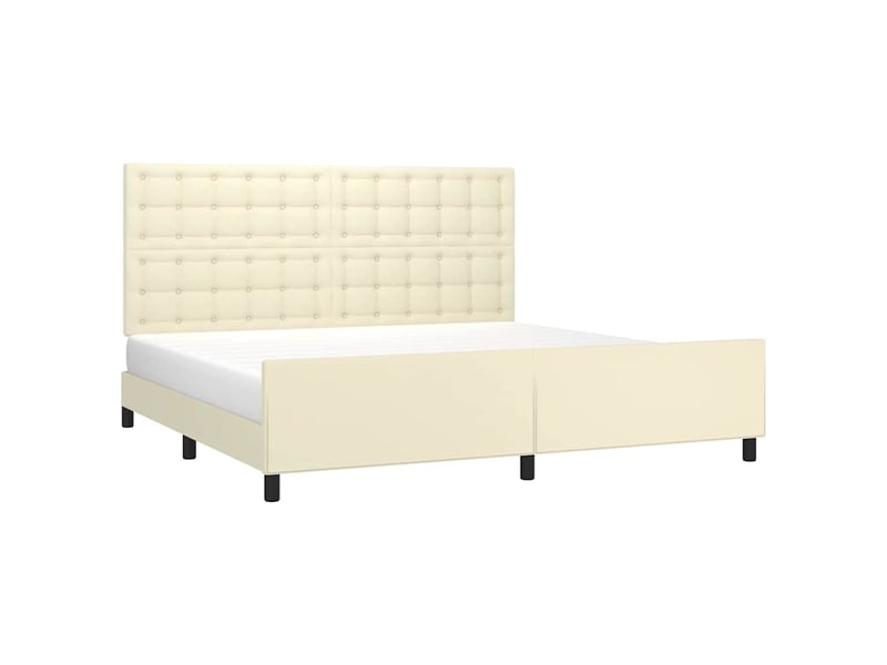  Lit double- lit adulte -  cadre de lit sans matelas crème 200x200 cm similicuir  - Conforama B