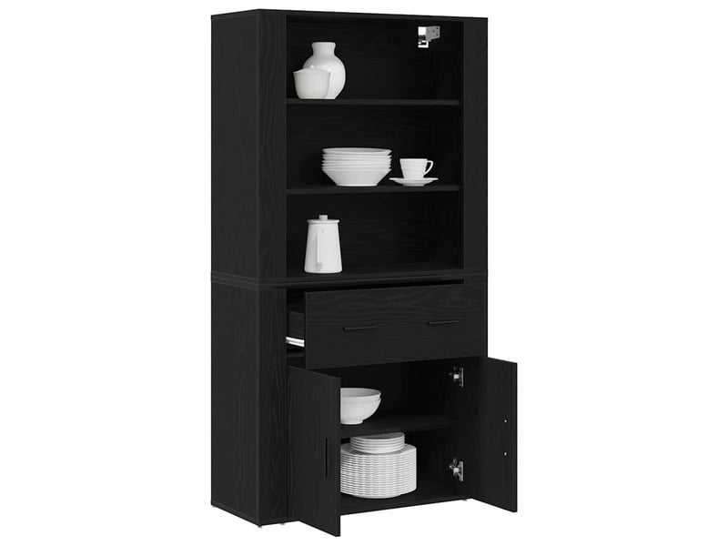  Buffet - haut armoire chêne noir 80 x 33 x 150 cm bois d'ingénierie  - Conforama C