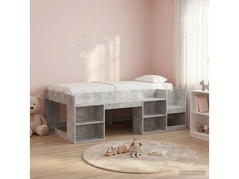  Cadre de lit pour enfants - lit jeune avec rangement gris béton 90 x 190 cm  - Conforama B