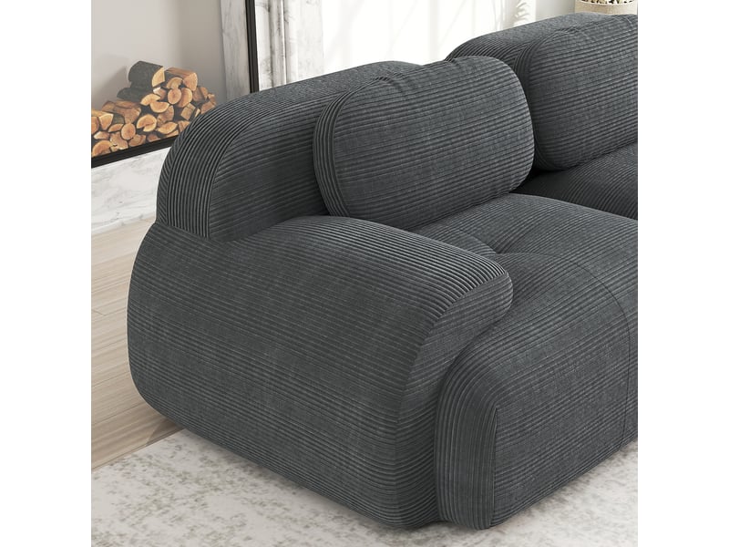  Canapé d'angle 4 places avec méridienne, gris, 388 x 178 x 70 cm Fay Lum - Conforama D
