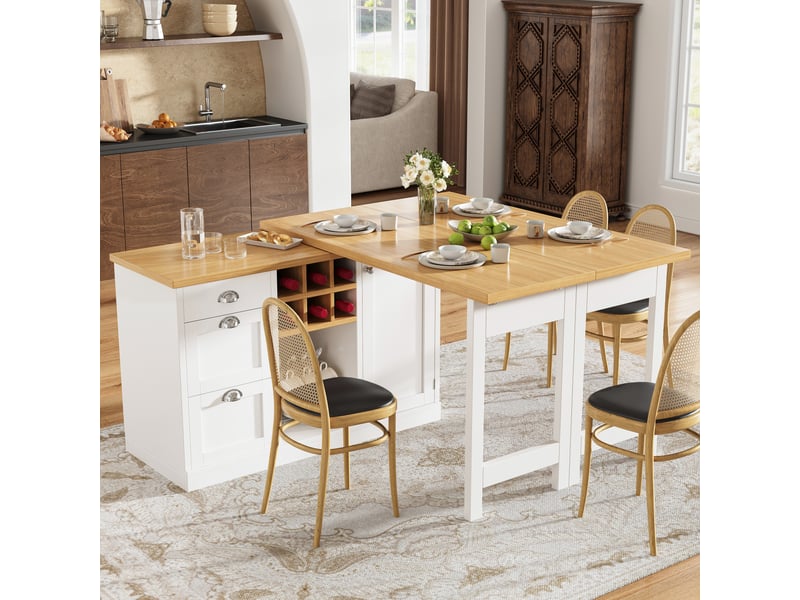 Ilot de cuisine 1 porte 3 tiroirs coloris blanc mdf - Conforama D