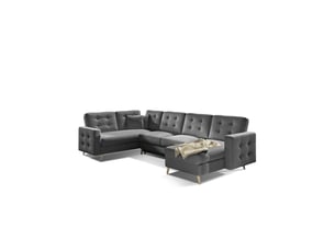Canapé d'angle panoramique convertible u hasgard 326 cm gris foncé avec coffre